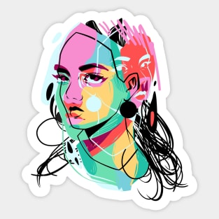 Girl in abstract Sticker